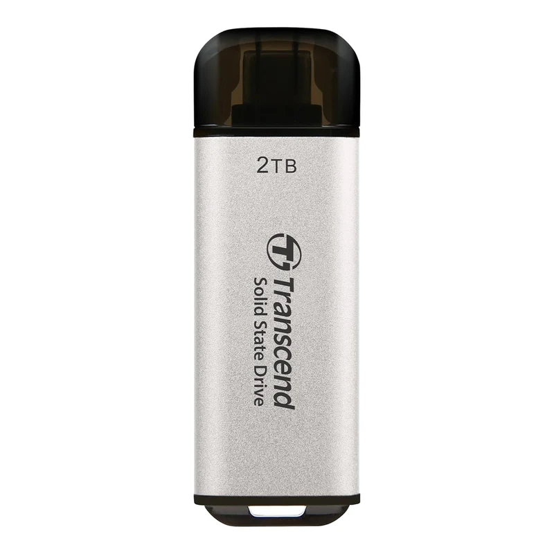 Transcend ESD300 2TB Dual USB 10Gbps Read up to 1050MB/s Type-C Portable SSD (Silver) (TS2TESD300S)
