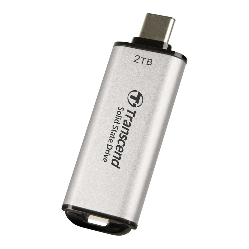 Transcend ESD300 2TB Dual USB 10Gbps Read up to 1050MB/s Type-C Portable SSD (Silver) (TS2TESD300S)