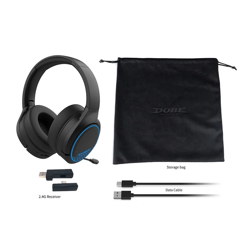 Dobe RGB Wireless Gaming Headset for PS5/PS4/Nintendo Switch/PC/Phone TP5-35110