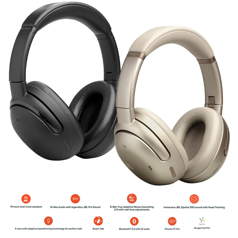 JBL Tour One M3 Wireless Over-Ear Noise Cancelling Headphone (Black, Latte)