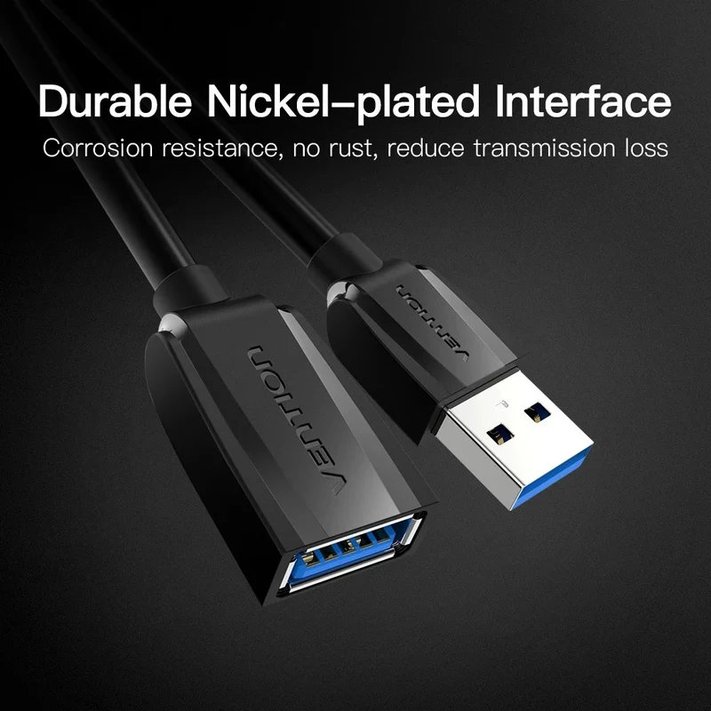 Vention USB 3.0 Extension Cable - (1M, 1.5M, 2M, 3M) (VAS-A45-B100, VAS-A45-B150, VAS-A45-B200, VAS-A45-B300)