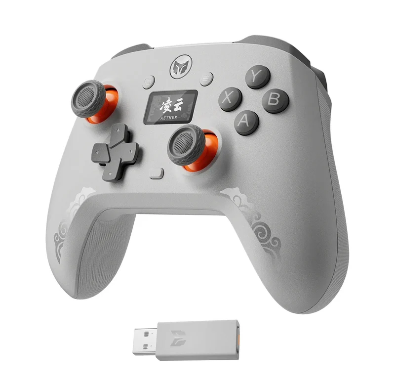 Bigbig Won Mojhon Aether Dual 1000Hz Polling Rate w/ Smart Display Hall Effect Wireless Game Controller for Switch / Win 10&11 / Android / iOS (Black, Grey)