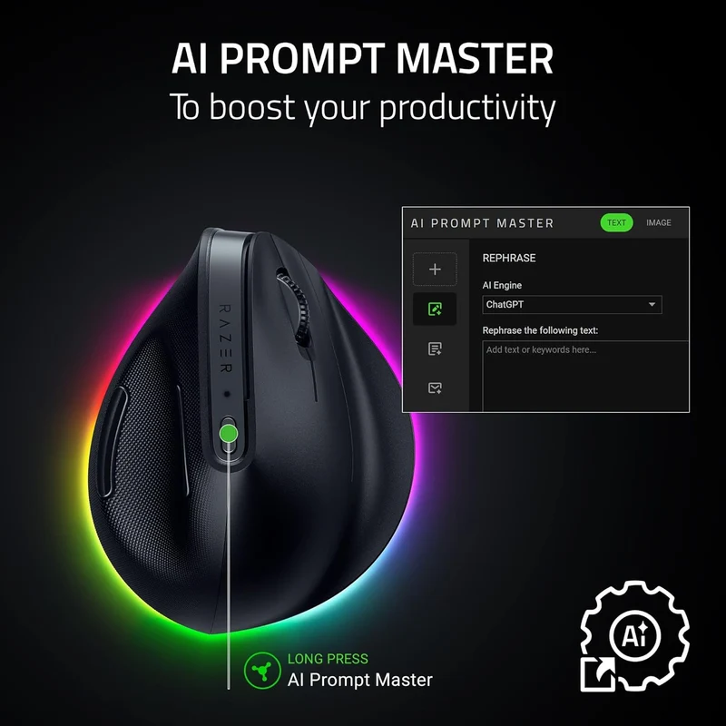 Razer Pro Click V2 Ergonomic Wireless Productivity Mouse (Vertical Edition)