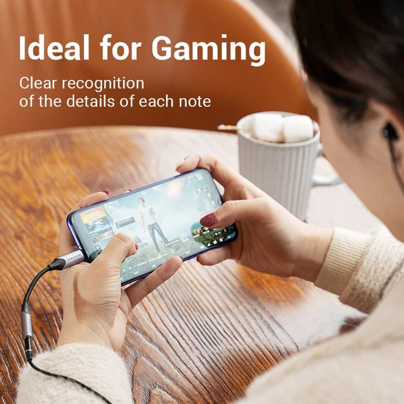 Vention USB-C Male to 3.5MM Earphone Jack with DAC Adapter Aluminum Alloy Type - 0.1M (BGMHA)