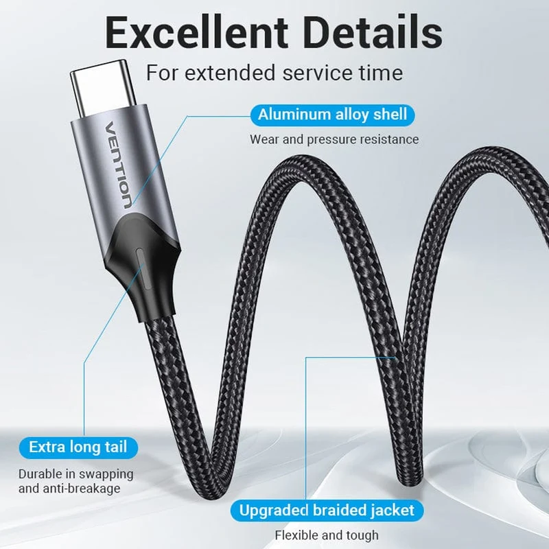 Vention USB-C Male to 3.5MM Earphone Jack with DAC Adapter Aluminum Alloy Type - 0.1M (BGMHA)