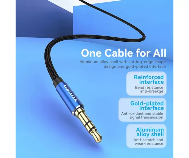 Vention 3.5mm Male to Male Audio Cable - Cotton Braided Aluminum Type 2M (BAWLH)