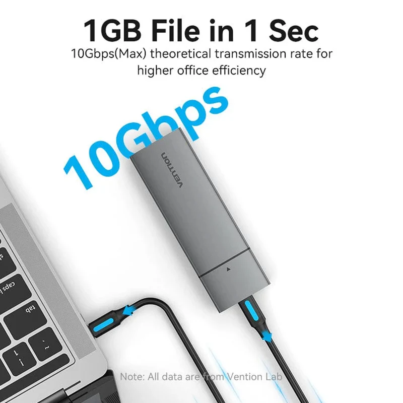 Vention M.2 NVMe SSD Enclosure - USB 3.1 Gen 2-C Gray Aluminum Alloy Type (KPGH0)