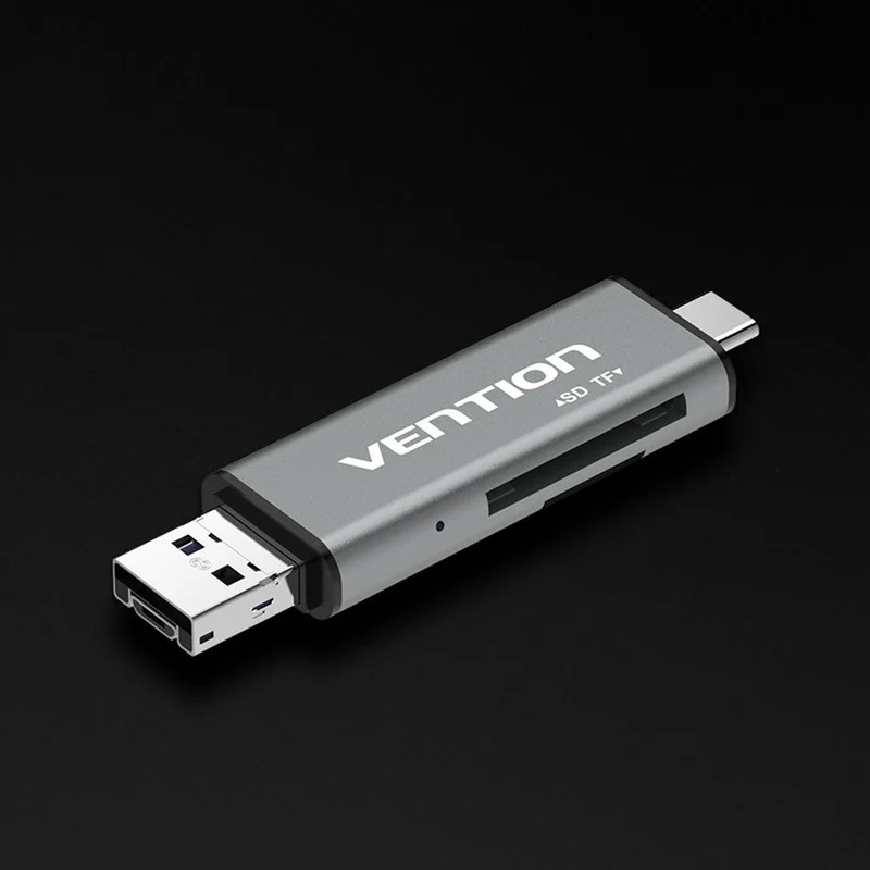 Vention USB 2.0 Multi-function Card Reader - USB-C + USB 2.0 + Micro-B + TF + SD (Gray) (CCJH0)