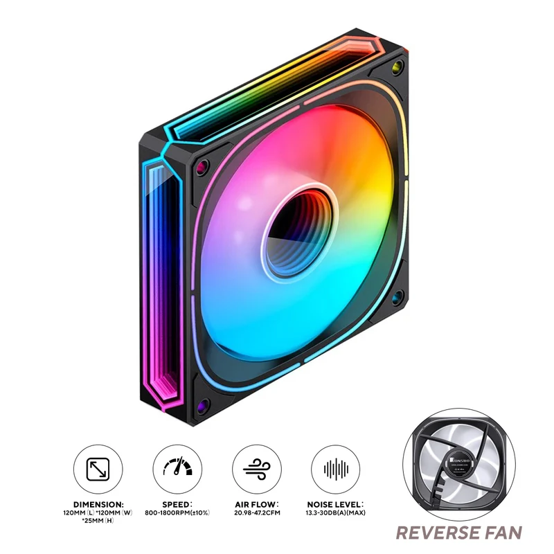 Jonsbo FR-505BR 120mm ARGB Infinity Mirror Series Reverse Fan (Black)