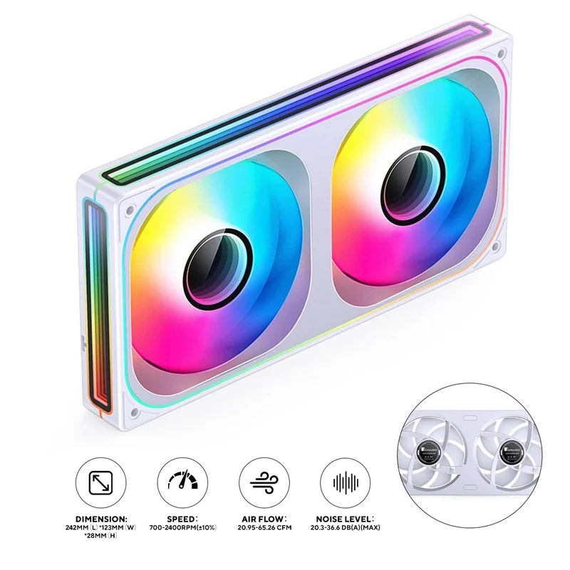 Jonsbo ZB-240W 240mm ARGB Infinity Mirror Series Fan (White)