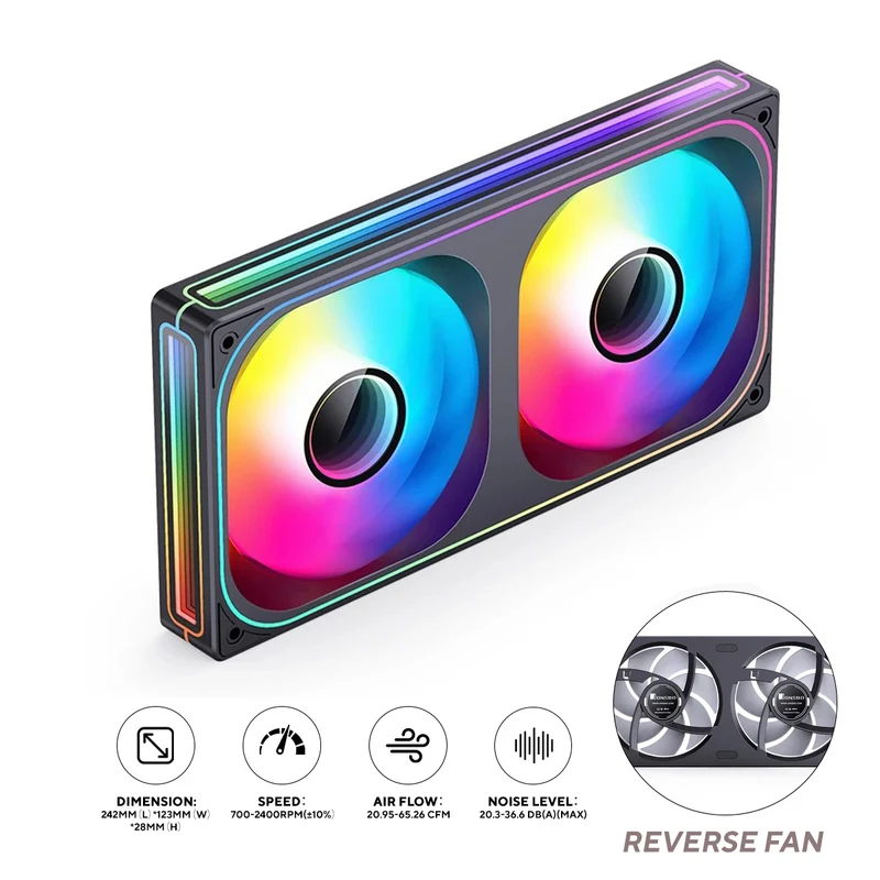 Jonsbo ZB-240BR 240mm ARGB Infinity Mirror Series Reverse Fan (Black)