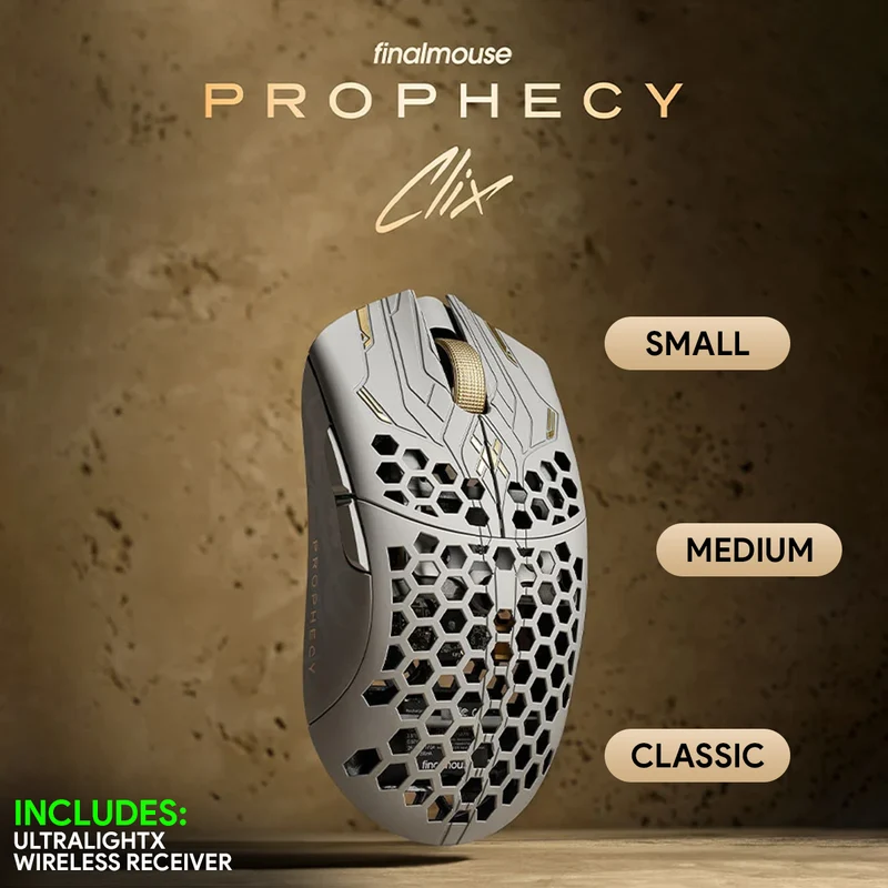Finalmouse UltralightX Prophecy Wireless Gaming Mouse (Clix) (Small, Medium, Classic)