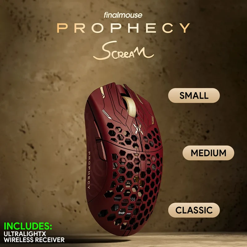 Finalmouse UltralightX Prophecy Wireless Gaming Mouse (Scream) (Small, Medium, Classic)