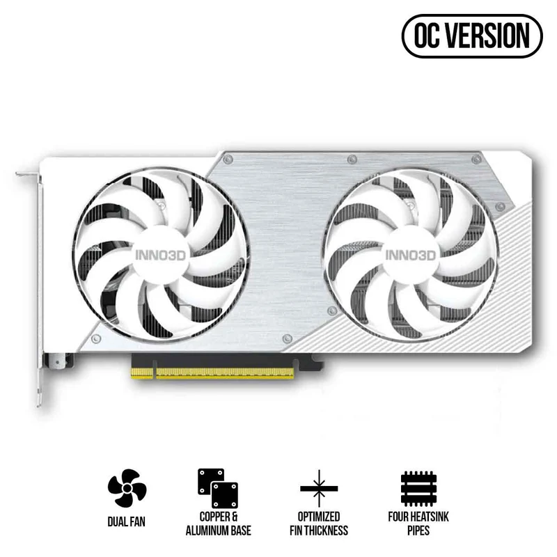 Inno3D Geforce RTX 5060 Ti TWIN X2 OC 16GB GDDR7 Graphics Card (White) (N506T2-16D7X-191073W)