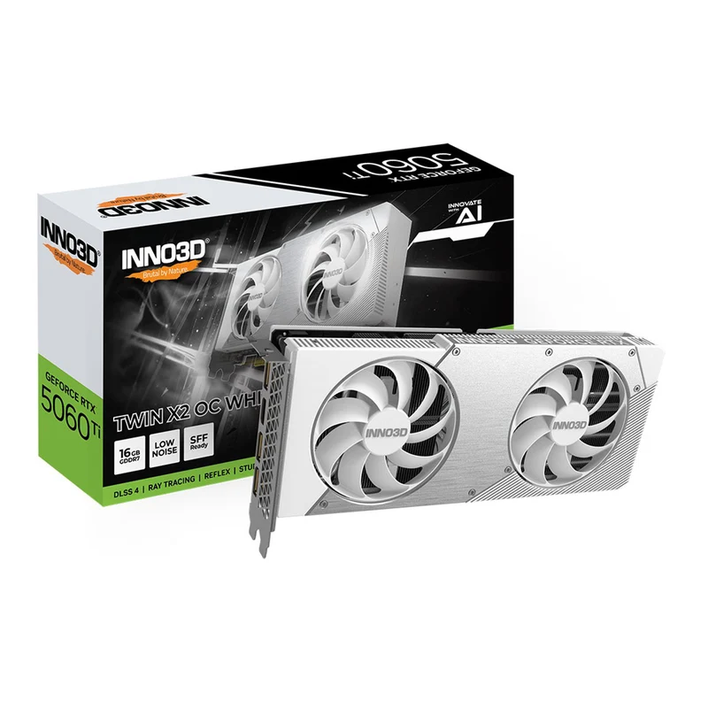 Inno3D Geforce RTX 5060 Ti TWIN X2 OC 16GB GDDR7 Graphics Card (White) (N506T2-16D7X-191073W)