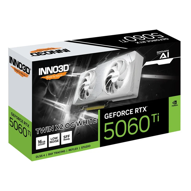 Inno3D Geforce RTX 5060 Ti TWIN X2 OC 16GB GDDR7 Graphics Card (White) (N506T2-16D7X-191073W)