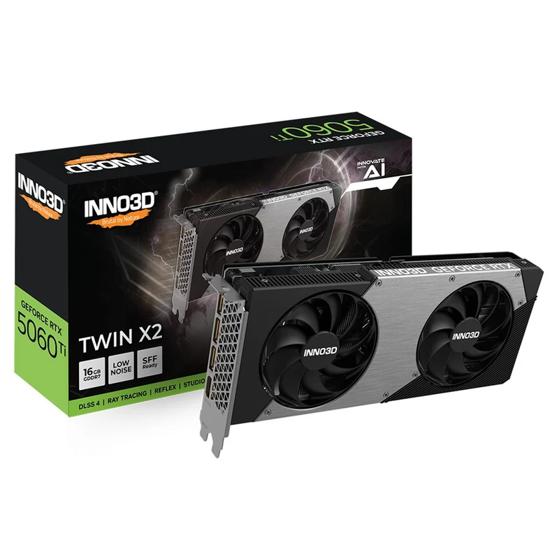 INNO3D GeForce RTX 5060 Ti TWIN X2 16GB GDDR7 Graphics Card (Black) (N506T2-16D7-191073N)