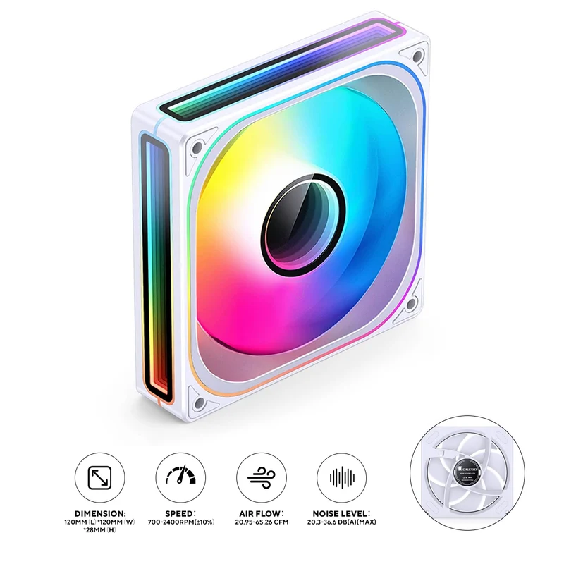 Jonsbo ZB-120W 120mm ARGB Infinity Mirror Series Fan (White)