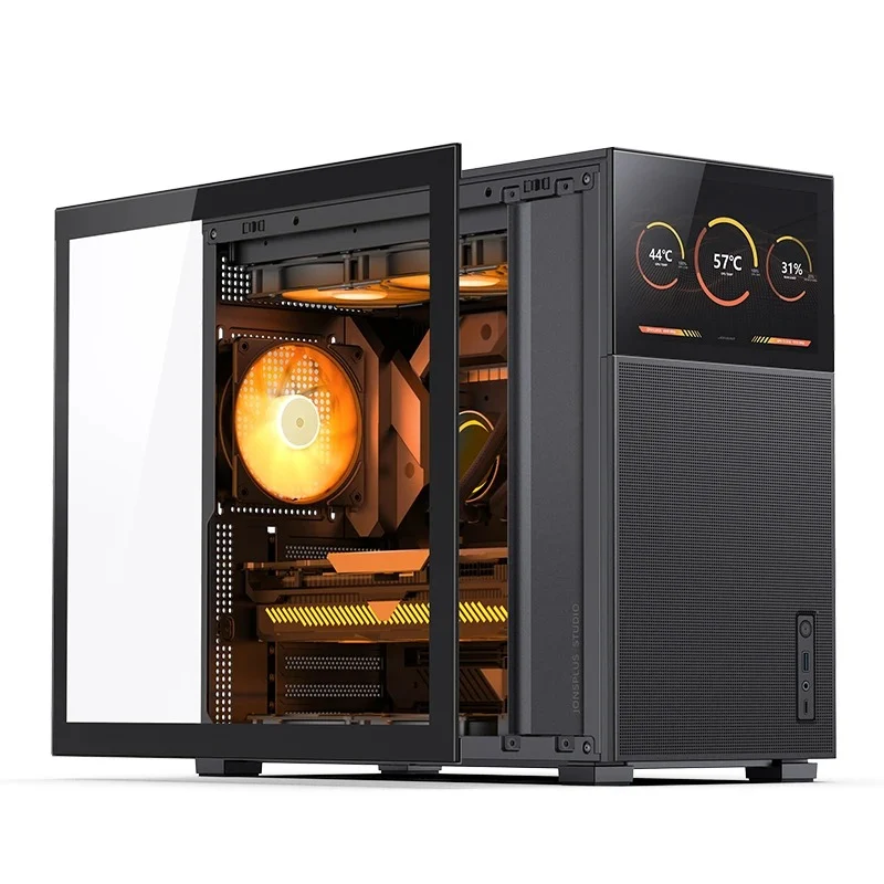 Jonsbo D41 Mesh ATX Computer Case (Black, White) + Jonsbo DS8 8" Display Secondary Screen (Black, White)