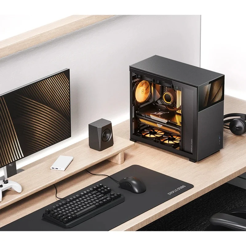 Jonsbo D41 Mesh ATX Computer Case (Black, White) + Jonsbo DS8 8" Display Secondary Screen (Black, White)