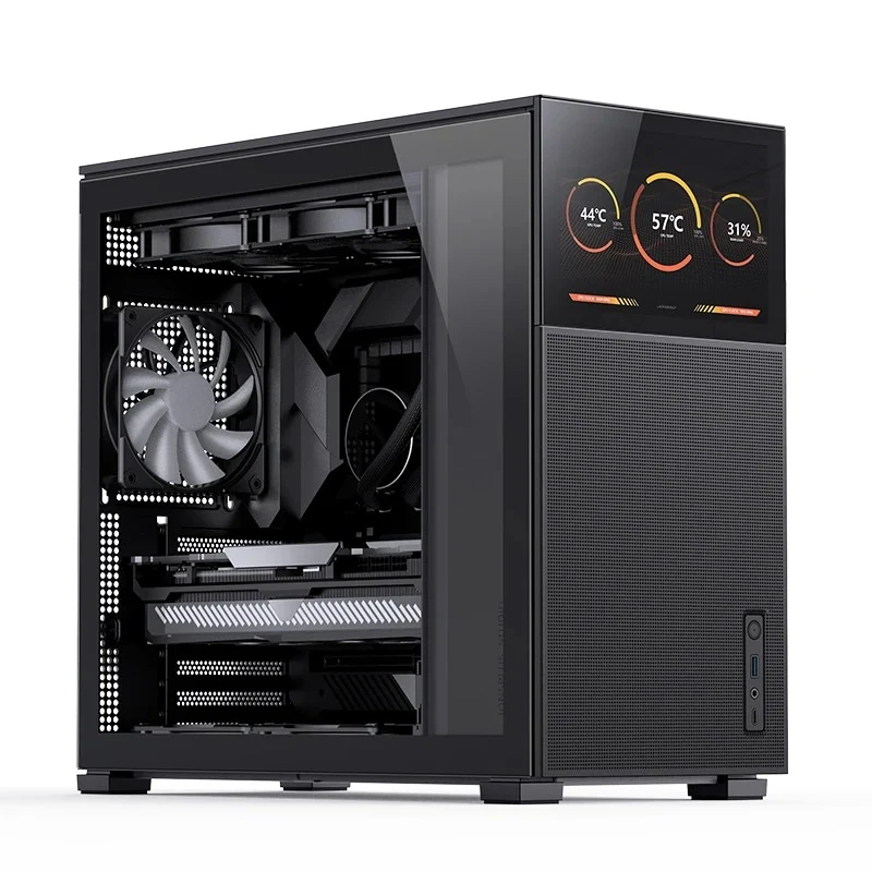 Jonsbo D41 Mesh ATX Computer Case (Black, White) + Jonsbo DS8 8" Display Secondary Screen (Black, White)