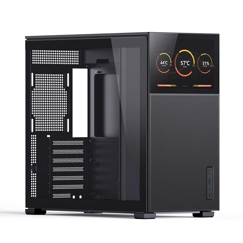 Jonsbo D41 Mesh ATX Computer Case (Black, White) + Jonsbo DS8 8" Display Secondary Screen (Black, White)