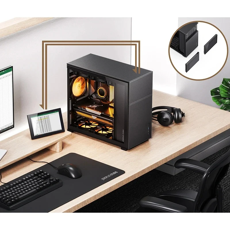 Jonsbo D41 Mesh ATX Computer Case (Black, White) + Jonsbo DS8 8" Display Secondary Screen (Black, White)
