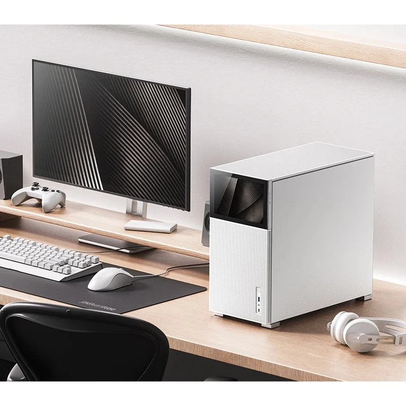 Jonsbo D41 Mesh ATX Computer Case (Black, White) + Jonsbo DS8 8" Display Secondary Screen (Black, White)