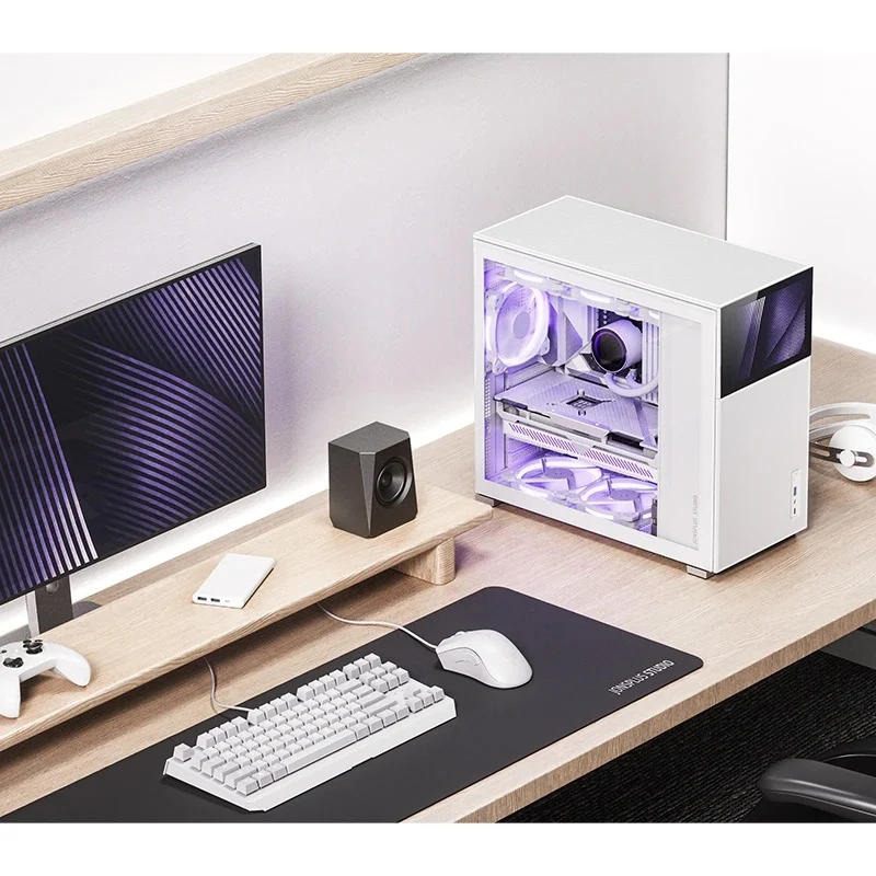 Jonsbo D41 Mesh ATX Computer Case (Black, White) + Jonsbo DS8 8" Display Secondary Screen (Black, White)