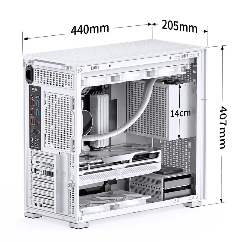 Jonsbo D41 Mesh ATX Computer Case (Black, White)