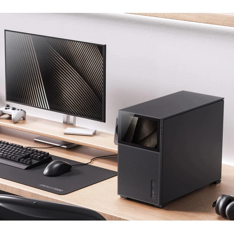Jonsbo D31 Mesh M-ATX Computer Case (Black, White) + Jonsbo DS8 8" Display Secondary Screen (Black, White)
