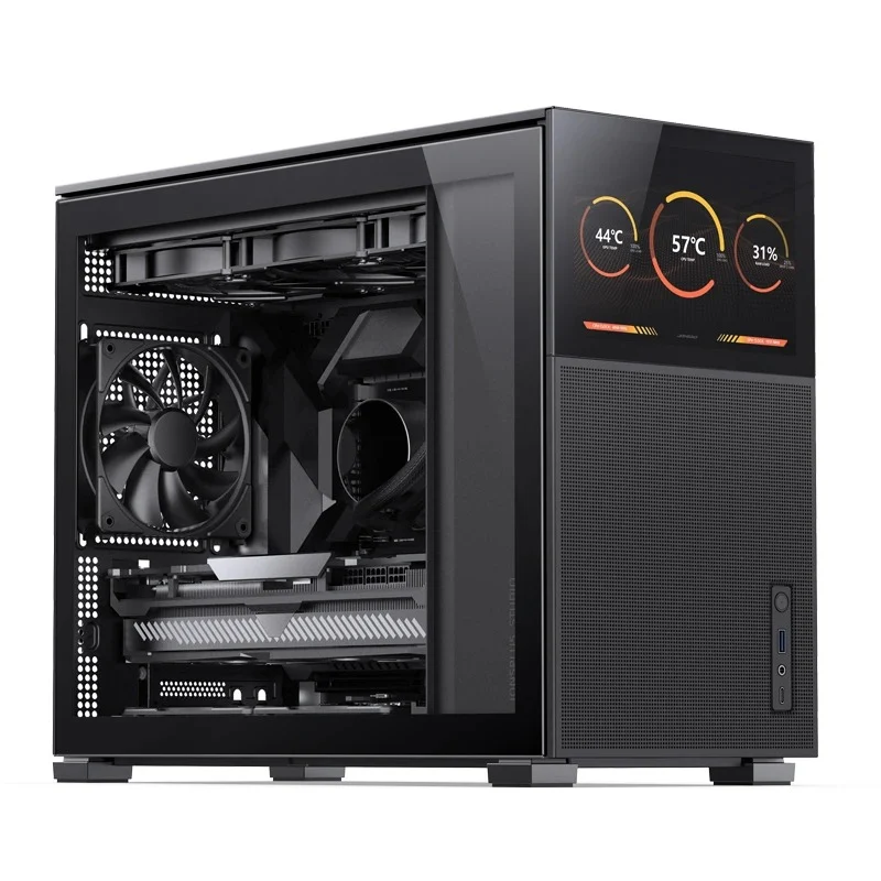 Jonsbo D31 Mesh M-ATX Computer Case (Black, White) + Jonsbo DS8 8" Display Secondary Screen (Black, White)