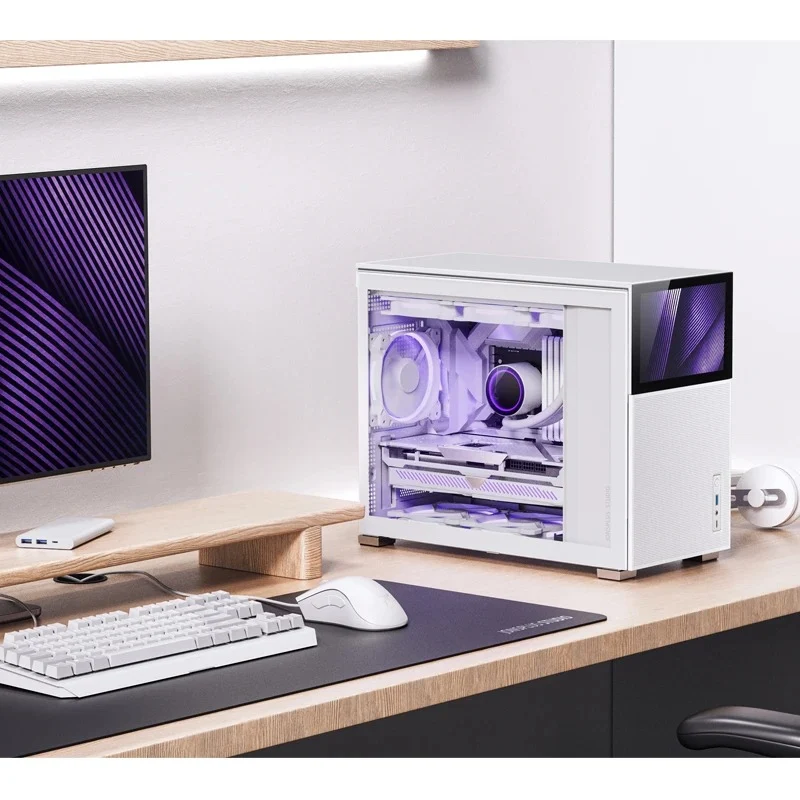 Jonsbo D31 Mesh M-ATX Computer Case (Black, White) + Jonsbo DS8 8" Display Secondary Screen (Black, White)