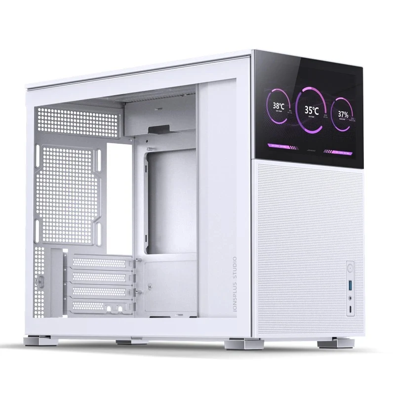 Jonsbo D31 Mesh M-ATX Computer Case (Black, White) + Jonsbo DS8 8" Display Secondary Screen (Black, White)