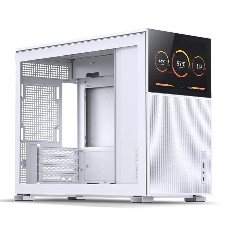 Jonsbo D31 Mesh M-ATX Computer Case (Black, White) + Jonsbo DS8 8" Display Secondary Screen (Black, White)