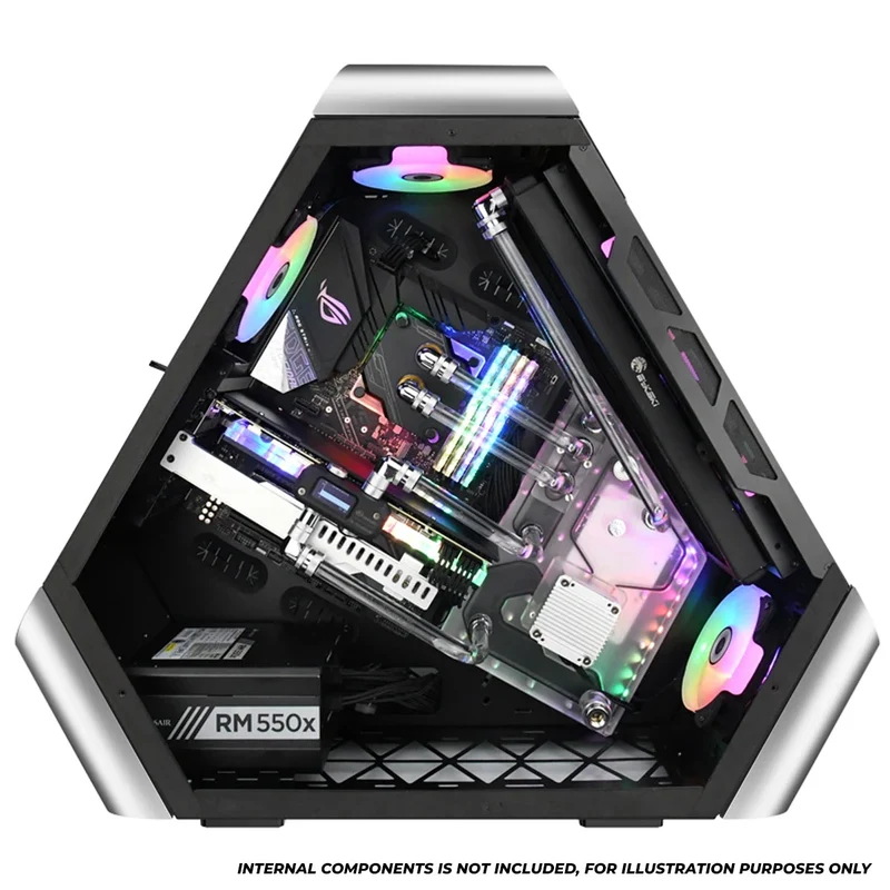 Jonsbo TR03-G Glass Panel ATX Equilateral Triangle Computer Case (Silver)
