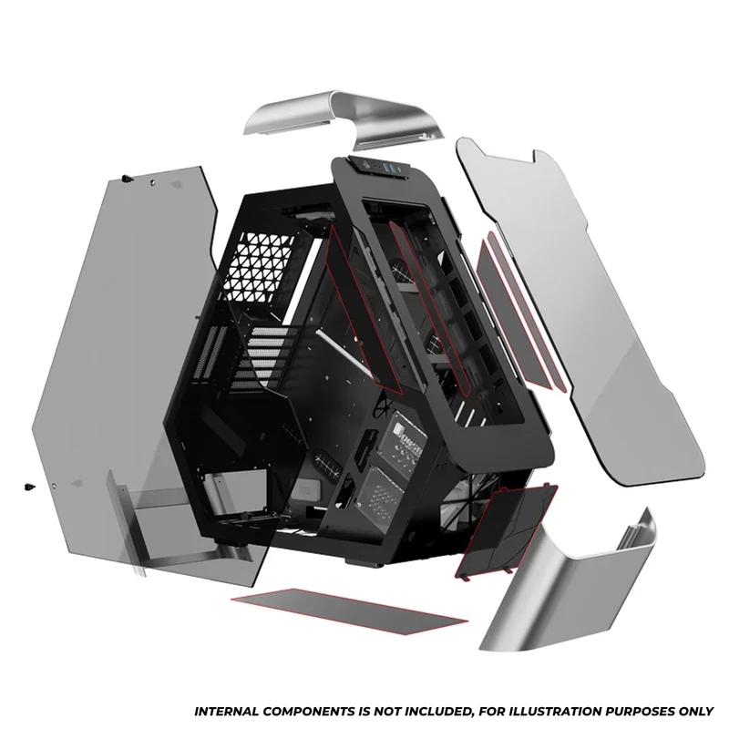 Jonsbo TR03-G Glass Panel ATX Equilateral Triangle Computer Case (Silver)