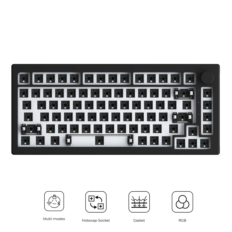 Akko 5075B VIA Barebone DIY Kit Multi-Mode RGB Hot-Swappable Mechanical Keyboard (Dark Night)