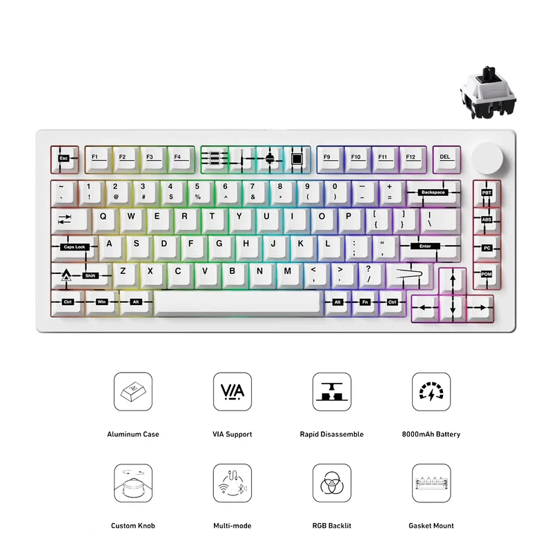 MonsGeek M1 V5 VIA Prototype Aluminum Case Multi-Mode RGB Hot-Swappable Mechanical Keyboard (Akko V3 Piano Pro Switch)