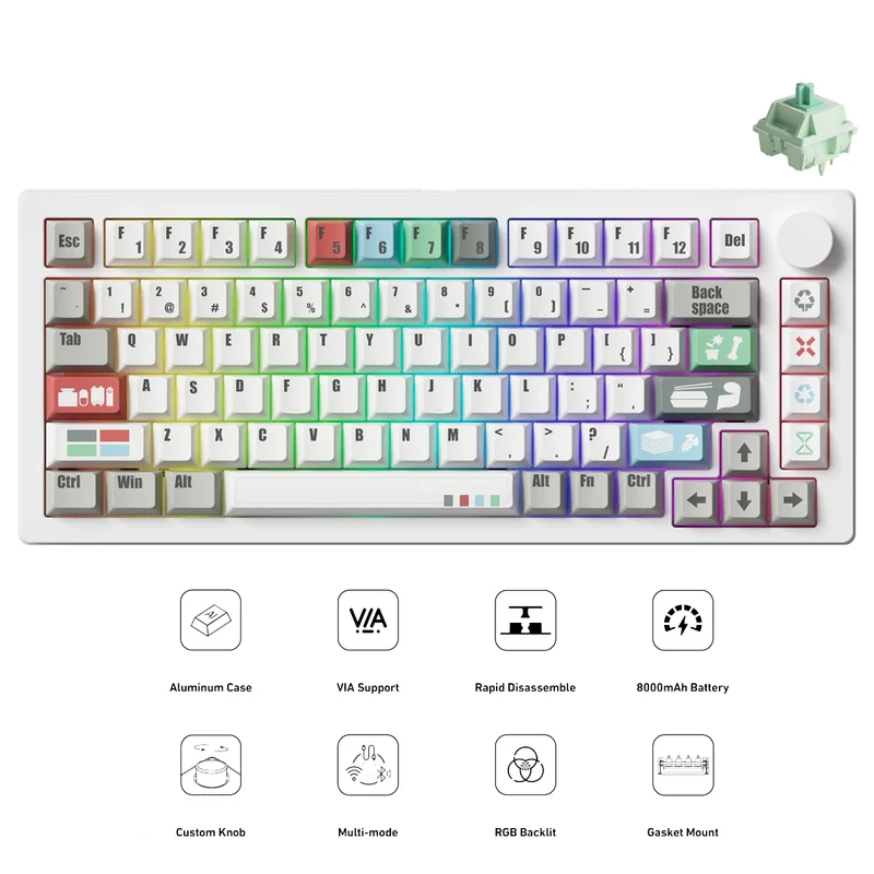 MonsGeek M1 V5 VIA Recycling Aluminum Case Multi-Mode RGB Hot-Swappable Mechanical Keyboard (Akko Botany Switch)