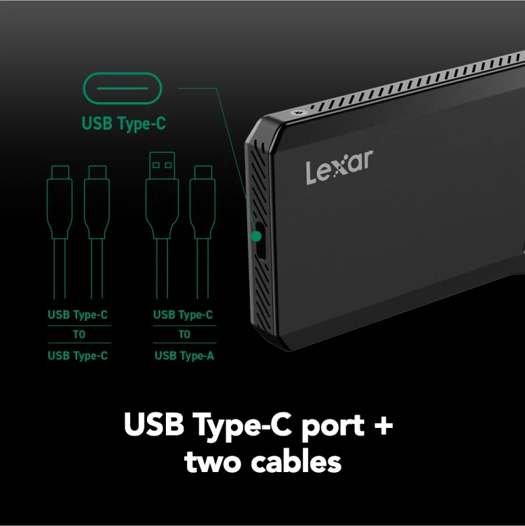 Lexar SL600 USB 3.2 Type-C Portable External SSD (Grey) (1TB, 2TB)