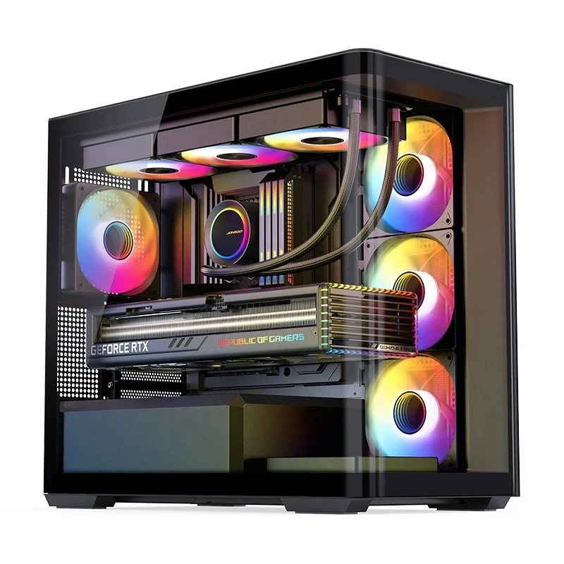 Jonsbo D300 M-ATX Computer Case (Black, White)
