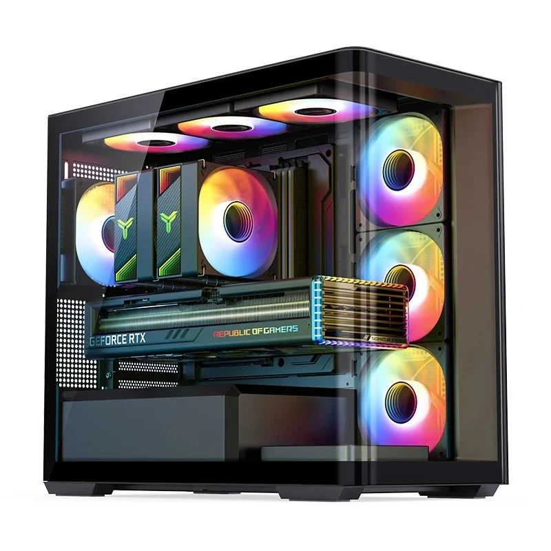 Jonsbo D300 M-ATX Computer Case (Black, White)