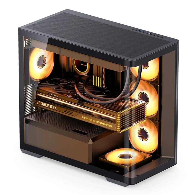 Jonsbo D300 M-ATX Computer Case (Black, White)