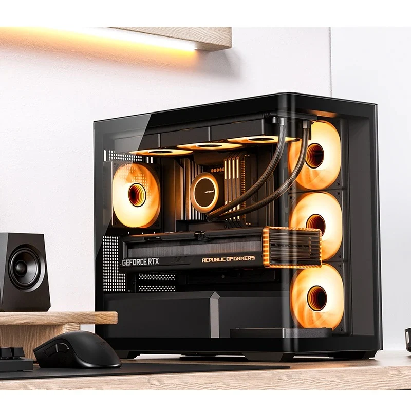 Jonsbo D300 M-ATX Computer Case (Black, White)