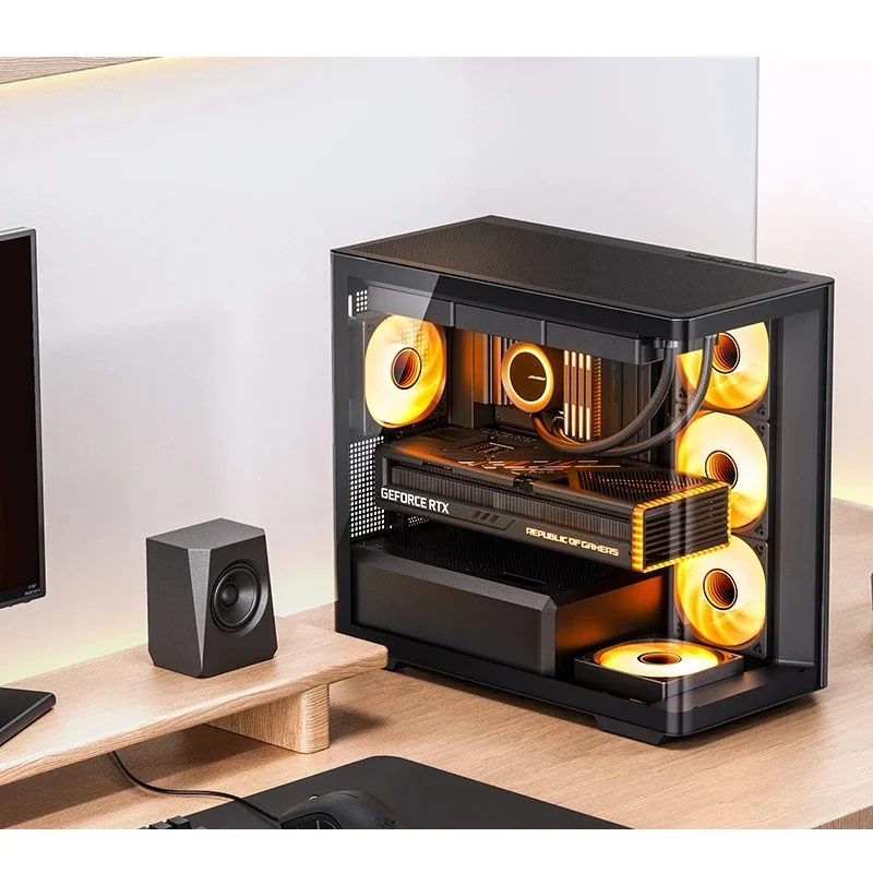 Jonsbo D300 M-ATX Computer Case (Black, White)