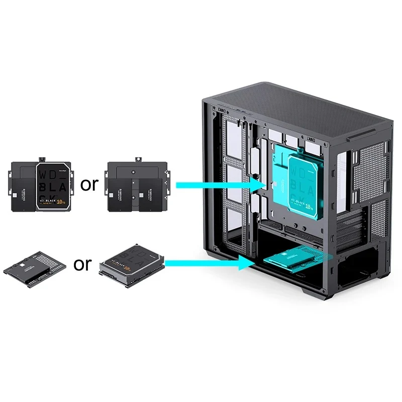 Jonsbo D300 M-ATX Computer Case (Black, White)