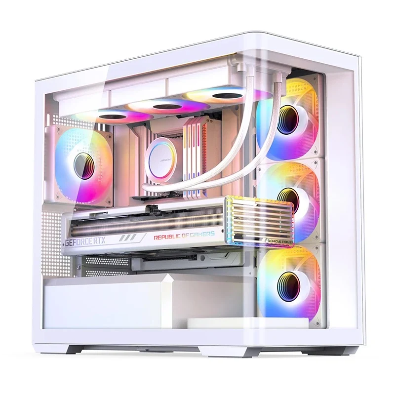 Jonsbo D300 M-ATX Computer Case (Black, White)