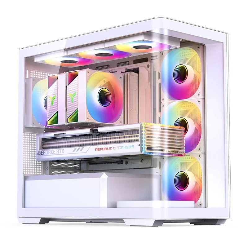 Jonsbo D300 M-ATX Computer Case (Black, White)
