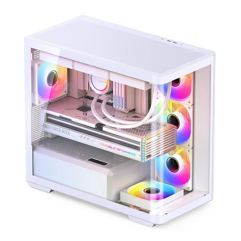 Jonsbo D300 M-ATX Computer Case (Black, White)